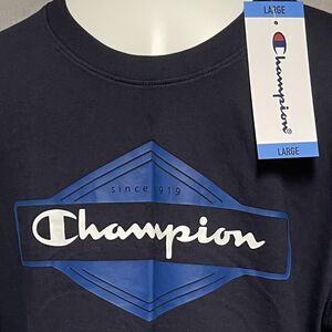 Champion Mens Logo T Shirt Short Sleeve Navy Size Large NEW